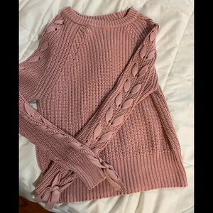 Braid sleeve sweater
